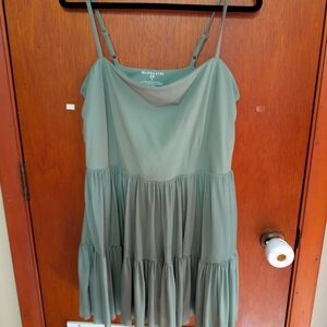 Green Sleeveless Tiered Dress